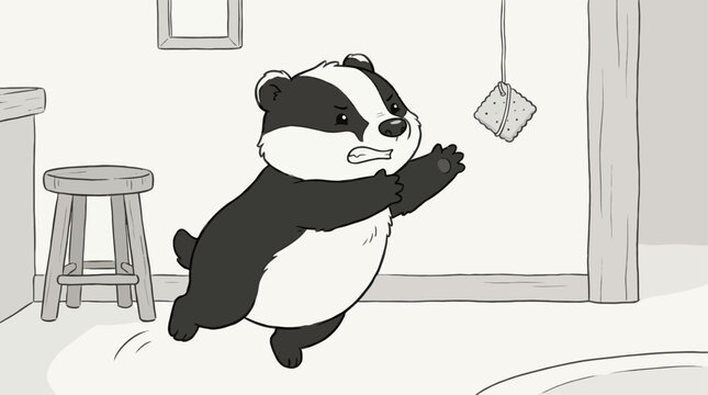 Cartoon badger standing on hind legs.