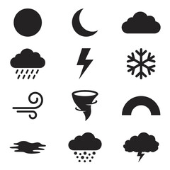Fototapeta premium weather theme silhouette icon set