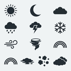Fototapeta premium weather theme silhouette icon set