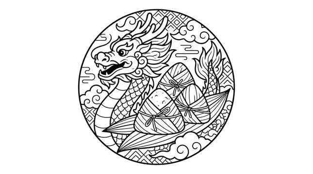 Dragon head in circular design.