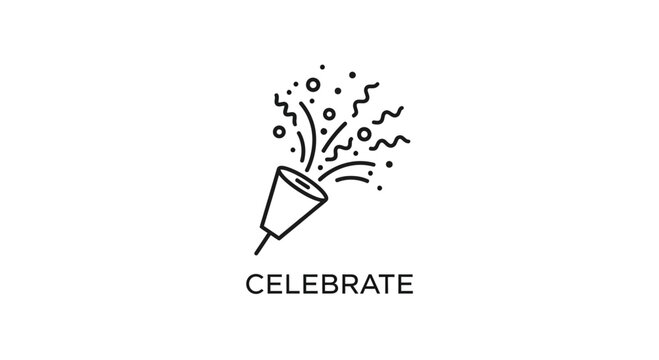 Celebration Party Popper Exploding Confetti and Streamers Icon