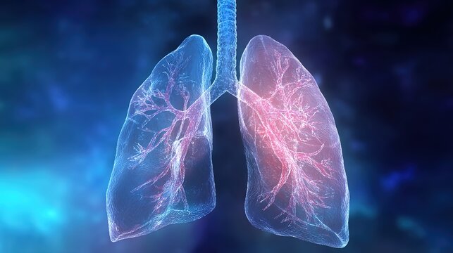 High-Resolution Medical Illustration of Emphysema Showing Damaged Alveoli, Chronic Lung Disease, Breathing Difficulty and Pulmonary Healthcare Concept for Medical Education