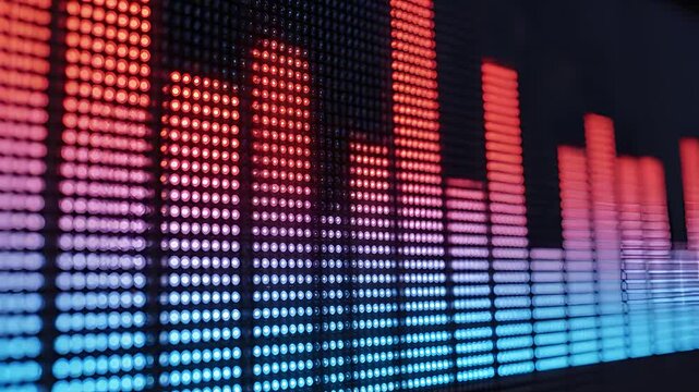 Digital Audio Visualizer Displaying Sound Waves In Red And Blue Colors.