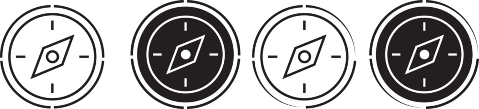 North direction technology symbols and orientation signs, with high-quality illustration
