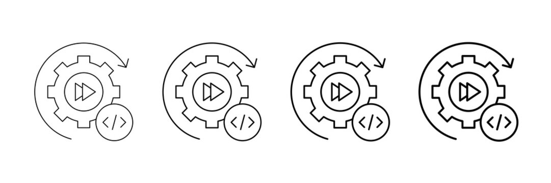 System Update Icons Vector Set In Different Stroke Line Style