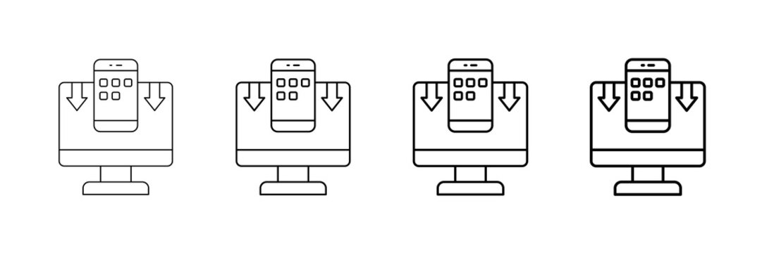 App Release Icons Vector Set In Different Stroke Line Style