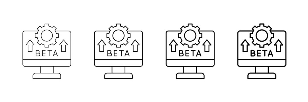 Beta Release Icons Vector Set In Different Stroke Line Style