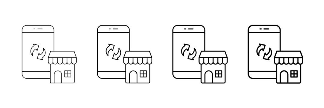 Store Update Icons Vector Set In Different Stroke Line Style