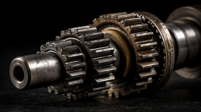 Intricate Gear Mechanism: A close-up shot showcasing the precision of a metallic gear mechanism, highlighting the engineering marvel and functional details.