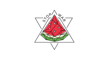 Obraz premium Stop War Watermelon Slice Geometric Design Peace Symbol Triangle