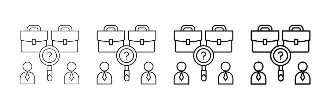 Recruitment Icons Vector Set In Different Stroke Line Style