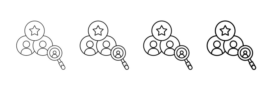Talent Pool Icons Vector Set In Different Stroke Line Style