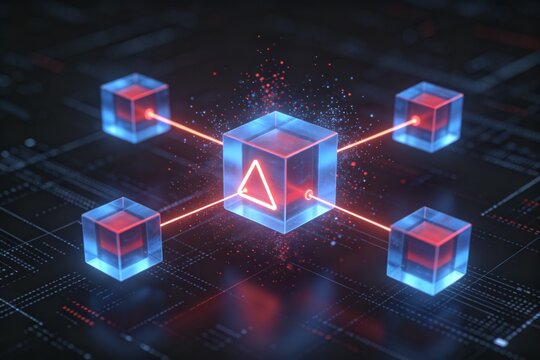 Digital network cubes with glowing connections