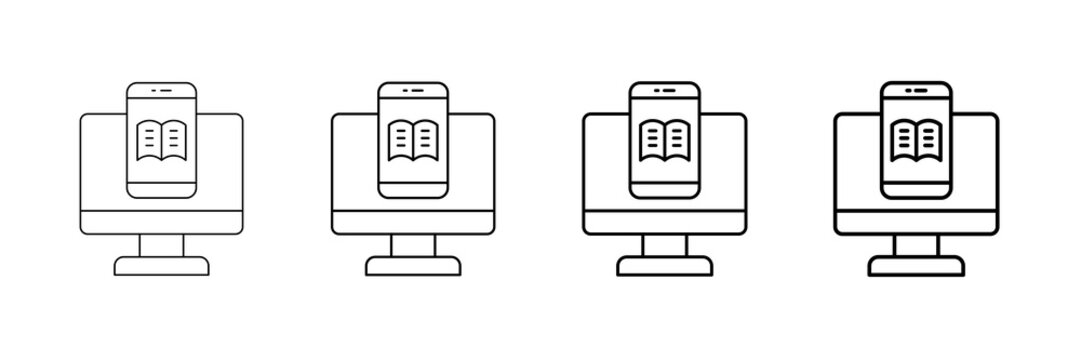 Learning Platform Icons Vector Set In Different Stroke Line Style