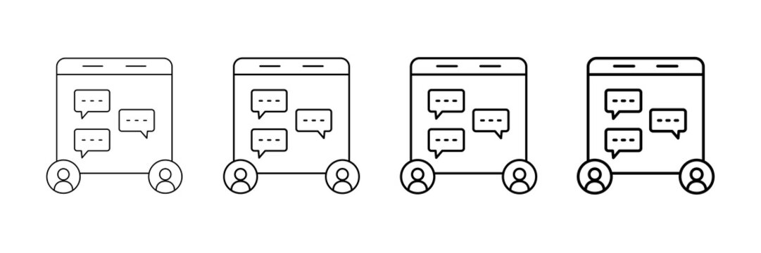 Comment Thread Icons Vector Set In Different Stroke Line Style