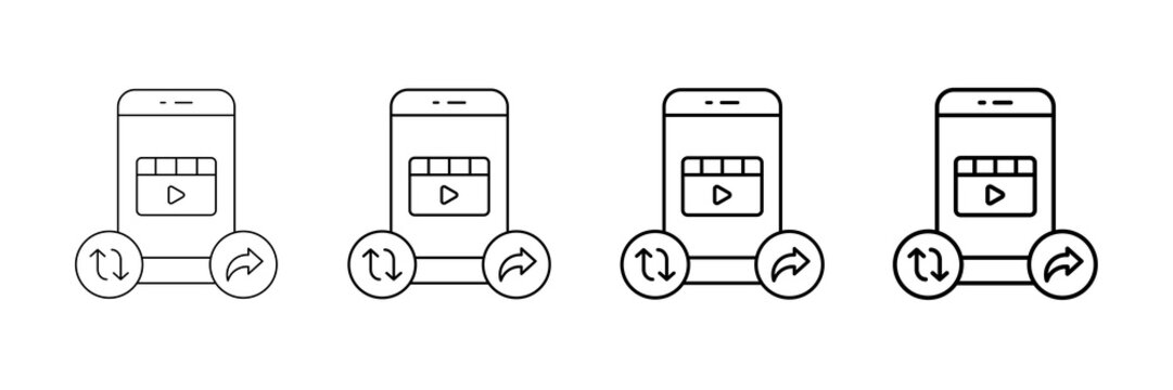 Repost Share Icons Vector Set In Different Stroke Line Style