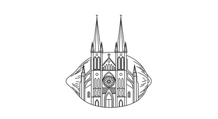 Obraz premium Gothic Cathedral Inside a Walnut Shell, Architectural Symbolism, Abstract Concept