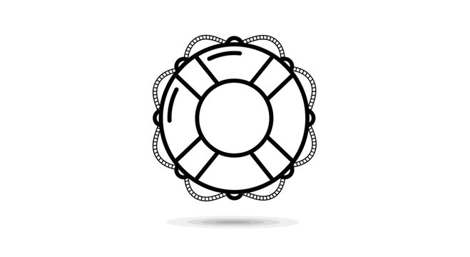 Lifebuoy Icon with Rope and Shadow