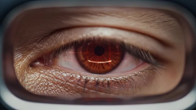 A Biometric eye scanner close-up of iris