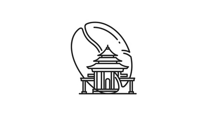 Fototapeta premium Coffee Bean Pagoda Icon: Asian Architecture and Coffee Culture Symbol