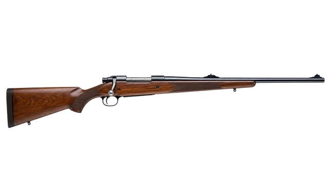 Intricate cross hatching detail on a classic bolt action rifle displayed in side profile. This high resolution graphic is perfect for professional hunting, sport, and outdoor editorial design projects