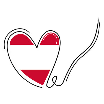 Austria flag heart symbol illustration