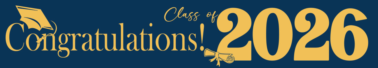 Fototapeta na wymiar class of 2026 full lengeth horizontal banner