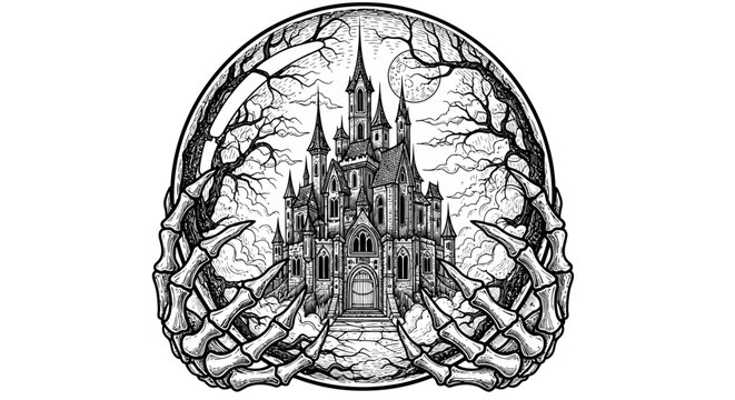 Detailed Gothic Castle Architecture Design.