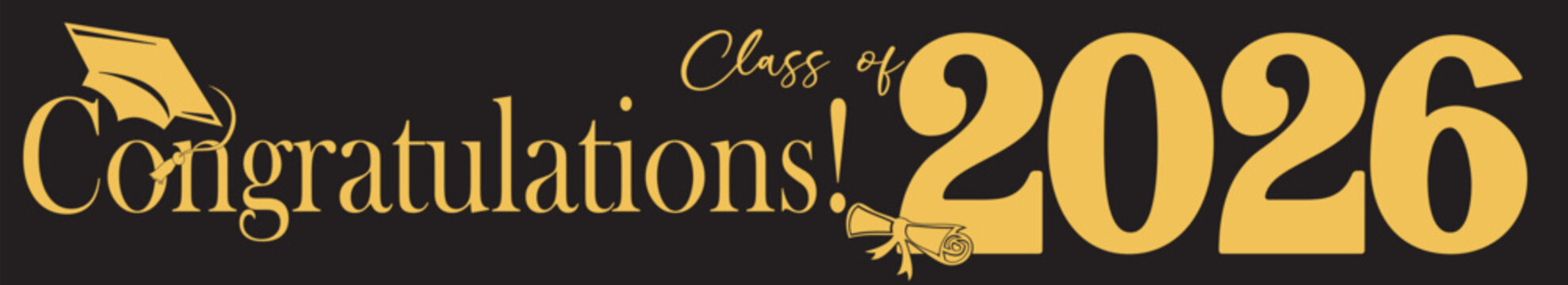 class of 2026 full lengeth horizontal banner black