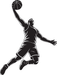 vector silhouette of a male basketball player slam dunk © mahadi16