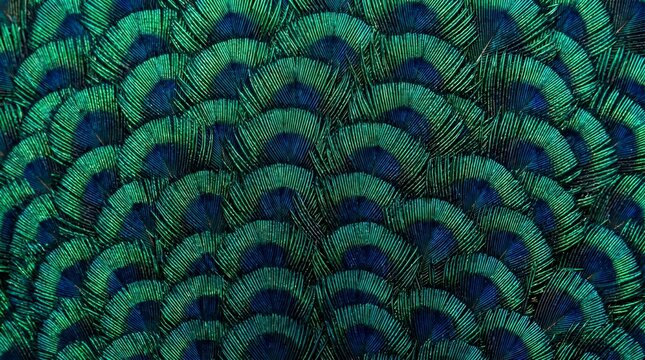 Peacock feather fans repeating across full frame teal natural texture
