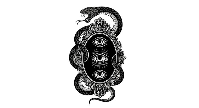 Snake with multiple eyes face symbol.