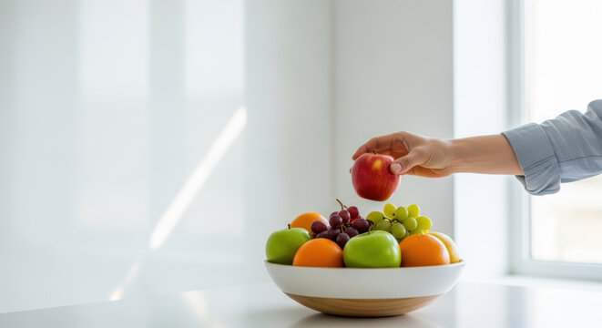 Healthy diet with fresh fruit like apple orange and grapes can help prevent fatty liver disease and promote overall wellness and vitality