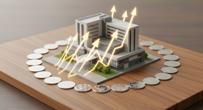 Healthcare innovation spending growth concept with hospital finance success and rising cost pressure
