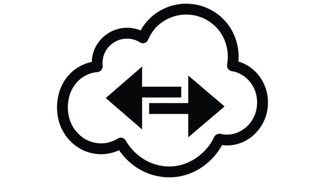 Simple cloud storage icon with bidirectional arrows for data sync operations