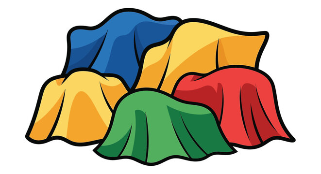 Colorful Clothes Folds Heap Together.