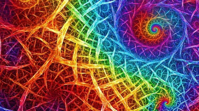 Abstract fractal pattern of Hantavirus geometry in rainbow spectrum