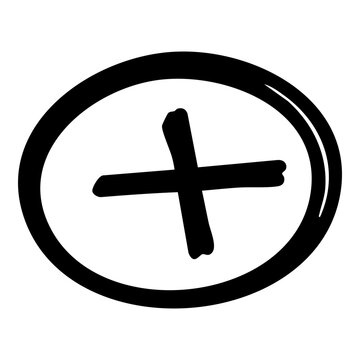 Modern Abstract Scribble Style Plus Sign Icon within a Rough Hand-Drawn Oval Frame - Versatile Graphic Element for Creative Projects and Digital Content adobe stock