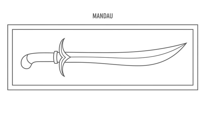 Mandau Sword Outline Vector Illustration - Traditional Weapon