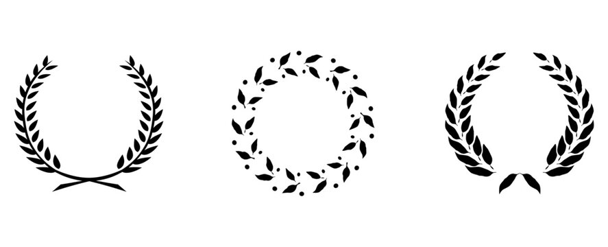 Laurel Wreath Leaf Circle Victory Award Ornament Vector Set