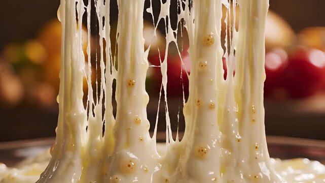 Deliciously Stretchy Melted Cheese Pulling Apart in Slow Motion.