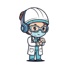 Fototapeta premium Cartoon doctor wearing protective gear.
