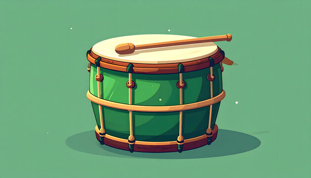 
A traditional wood bongo and snare drum instrument set isolated on a white background for musical rhythm and beat play