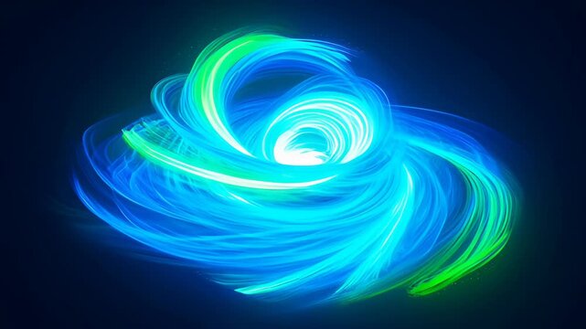 Abstract wave colourful vibrant flowing spiral light blue green cyan dark background, glowing swirl motion energy, fluid dynamic luminous art texture, radiant spectrum streak vortex pattern for SEO