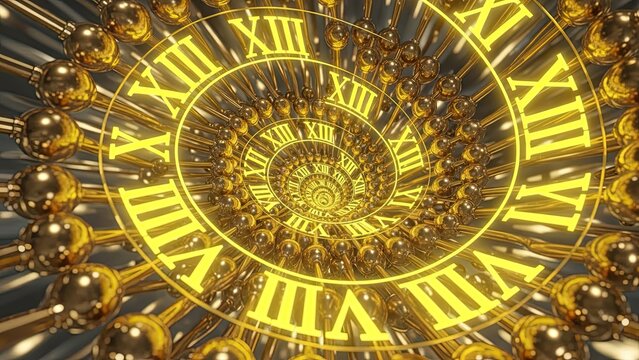 Golden time vortex with roman numerals reflecting classical antiquity in spiral form