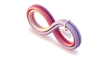 Fototapeta premium Vibrant metallic infinity symbol made of intertwined rings glows on white background