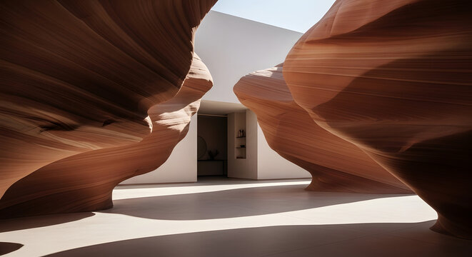 Natural sandstone formations and modern architecture