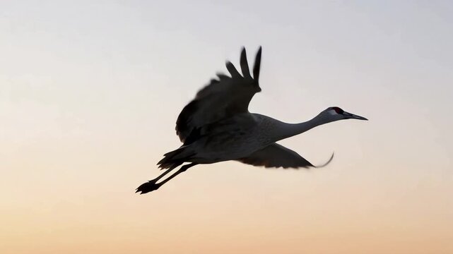 Professional Crane Bird Flying Aerial Sunset Sky for Commercial Use Stock Video