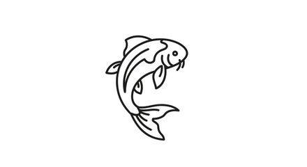 Fototapeta premium Minimalist Koi Fish Outline Illustration - Simple Japanese Carp Line Art