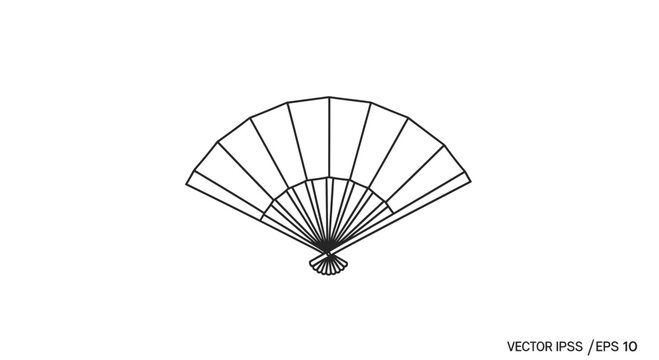 Minimalist line art of a Japanese folding fan, elegant and simple design
